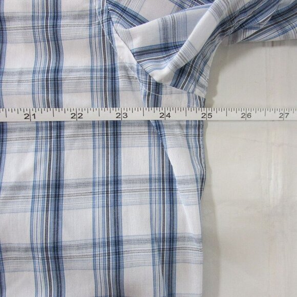 Wrangler Men's Large Long Sleeve Classic Fit Plaid Button Western Shirt Blue/Whi - Picture 4 of 5